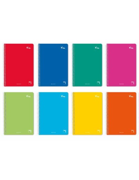 CUADERNO ESPIRAL SERIE XTRA TAPA DURA 60 GRS. 4º (155X215MM.) 80 HOJAS HORIZONTAL CON MARGEN 8 COLORES SURTIDOS PACSA 16736
